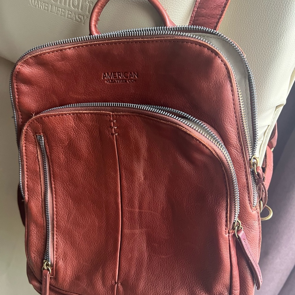 American Leather Co. Brick Red Leather Backpack